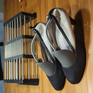 Betabrand tan and black origami shoes